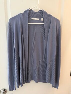 Cyrus Open-Front Ribbed Cardigan - Slate Blue